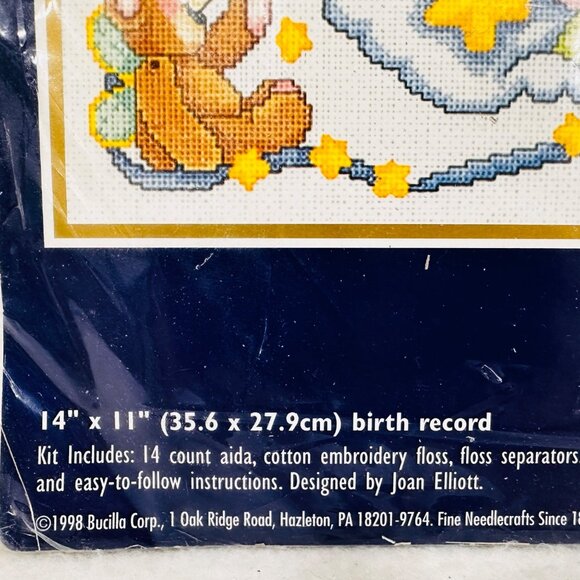 Bucilla Baby Counted Cross Stitch Birth Record Kit - New/Sealed (1998) - Picture 3 of 7